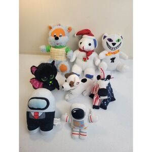 Mixed Plush Toy Lot Among Us Holiday Animals 8pc Multicolor Good Small-Medium